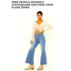 Free People Youthquake High Rise Crop Flare Jeans